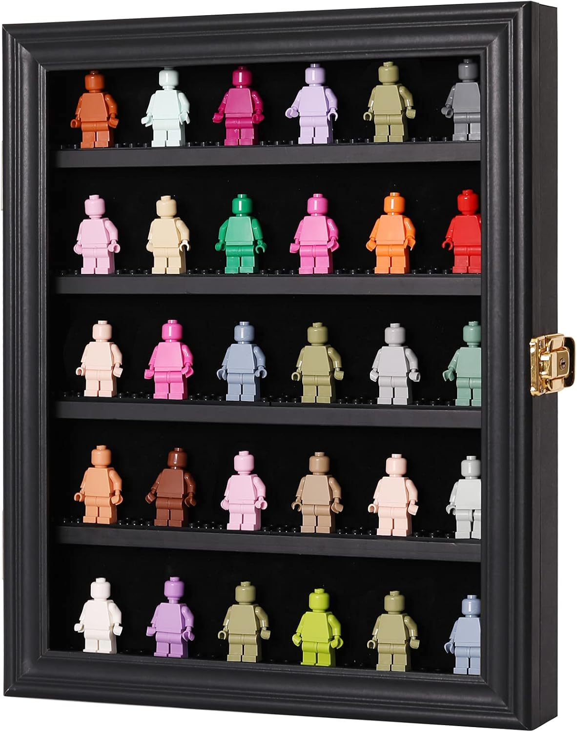 Black Wall Mount Display Case with UV Protected Lockable Removable Shelves J7519