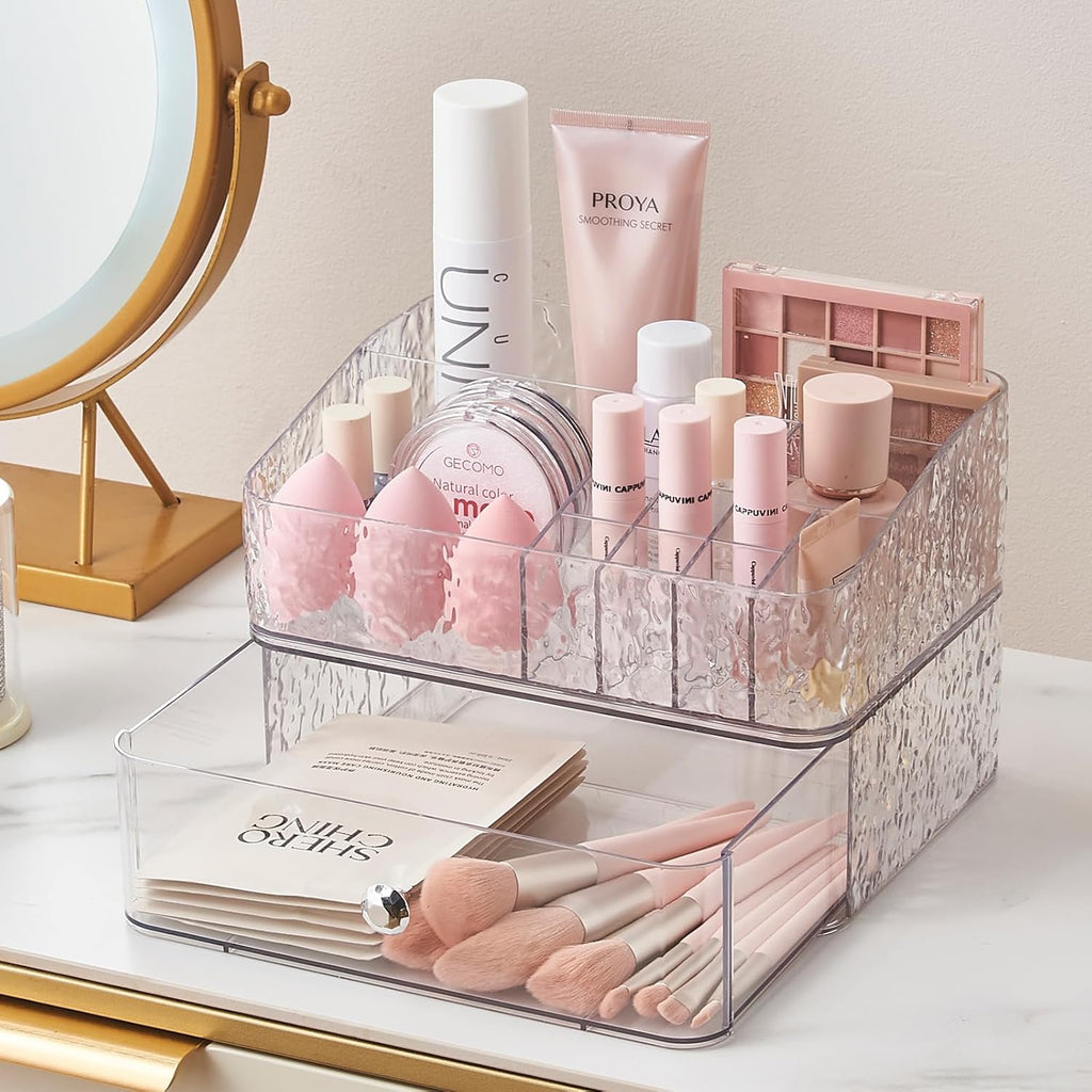 Clear PET Stackable Makeup Organizer Tray Set B188594