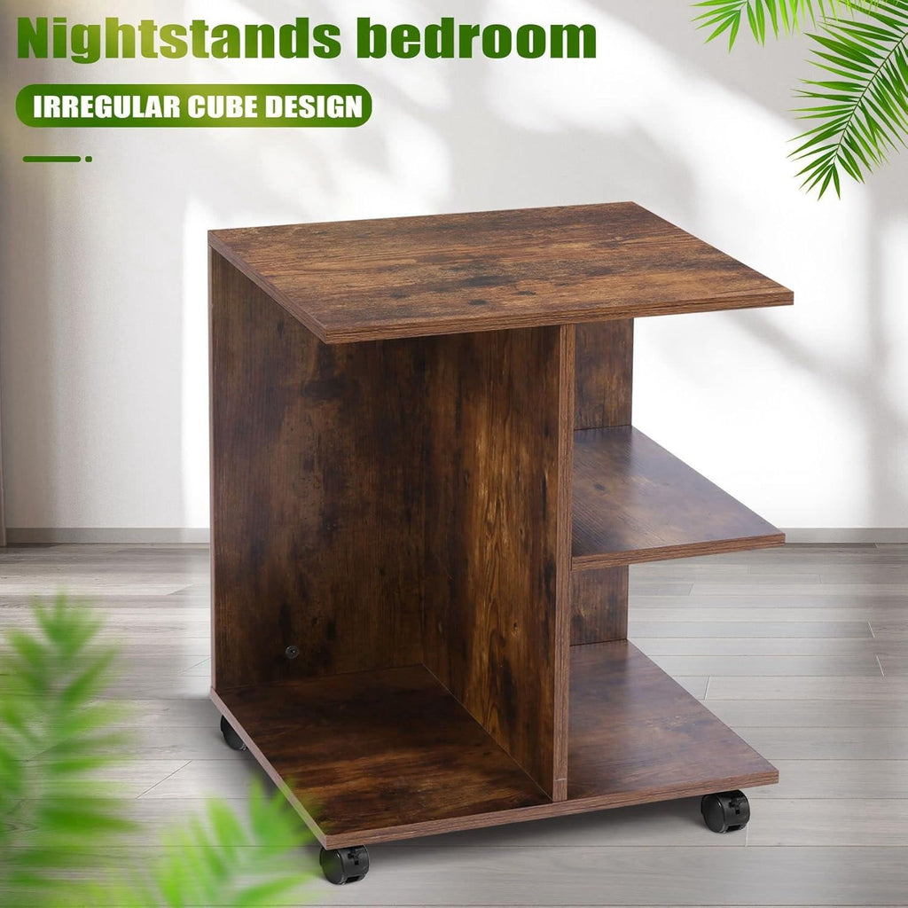 Rolling Nightstand with Open Shelf E313849