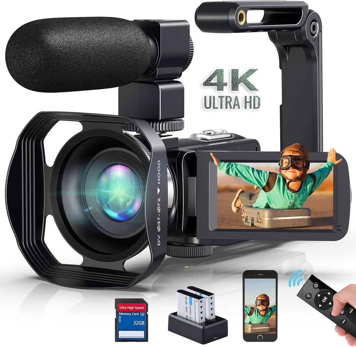 4K 48MP 18X Digital Zoom WiFi IR Night Vision Camcorder J41026