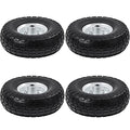 4 Pack 10-inch Black Flat Free Tire Wheels with 5/8-inch Ball Bearing Axle Bore L798575