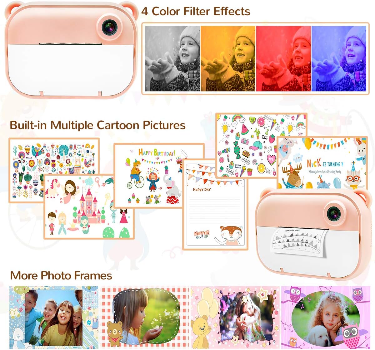 Kids Instant Print Camera with 2.4” HD Screen S933