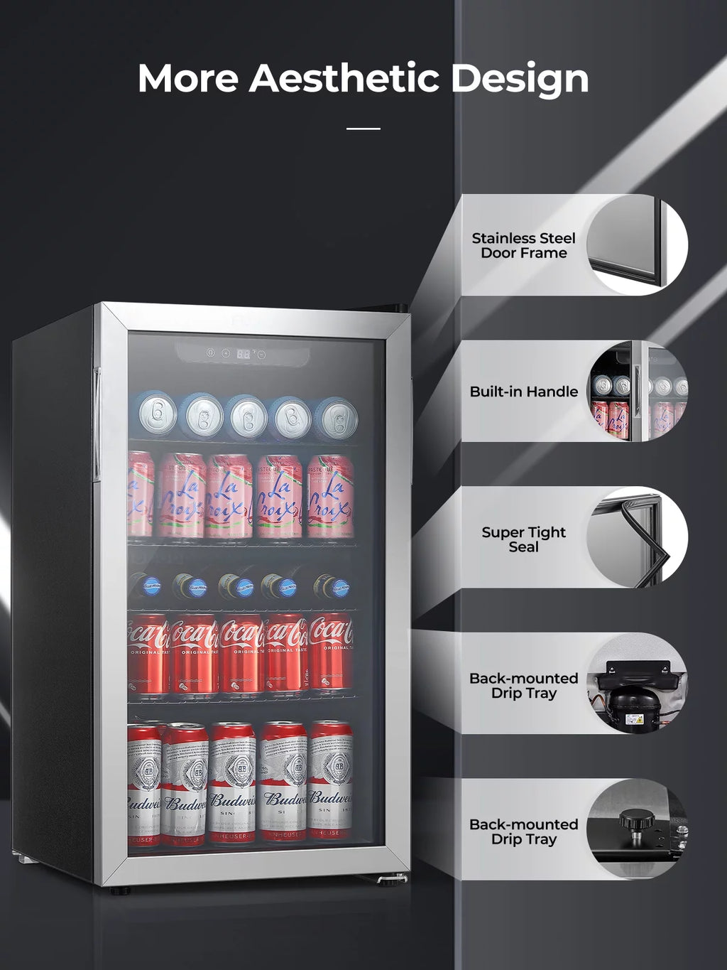 126 Can Beverage Refrigerator Cooler, 3.2 Cu.ft Mini Fridge, Reversible Door V922376