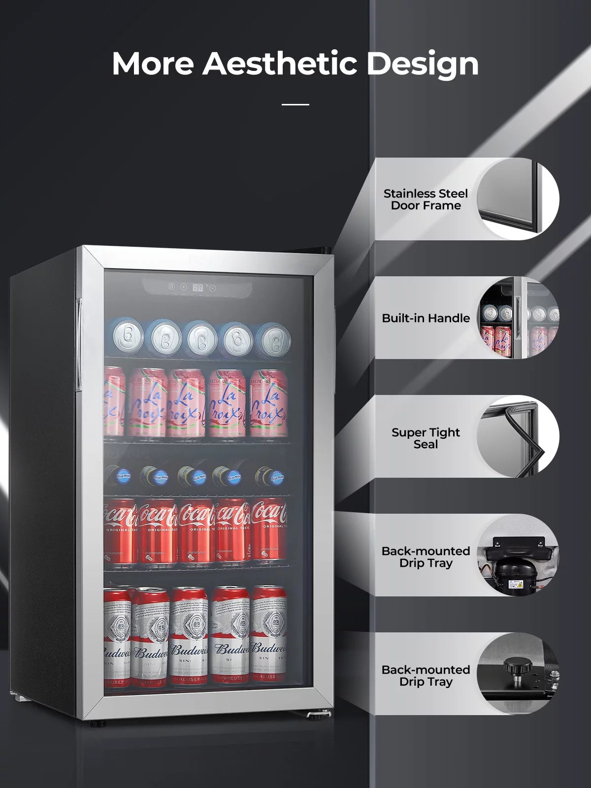 126 Can Beverage Refrigerator Cooler, 3.2 Cu.ft Mini Fridge, Reversible Door V922376