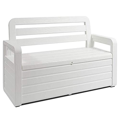White 70 Gallon Lockable Box Chest Bench G579