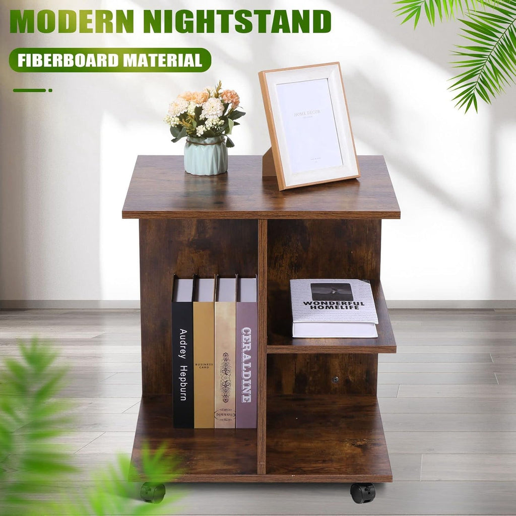 Rolling Nightstand with Open Shelf E313849