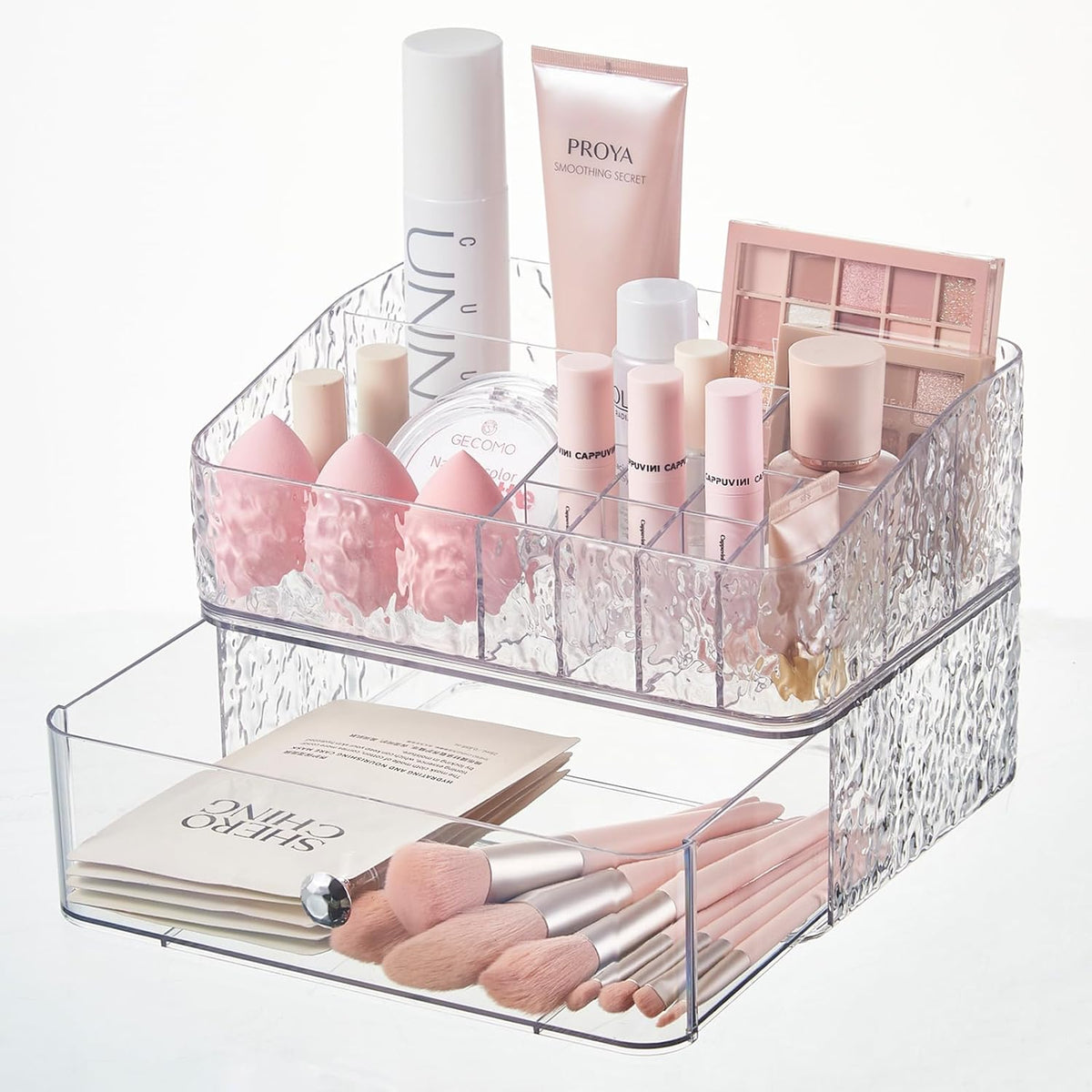 Clear PET Stackable Makeup Organizer Tray Set B188594