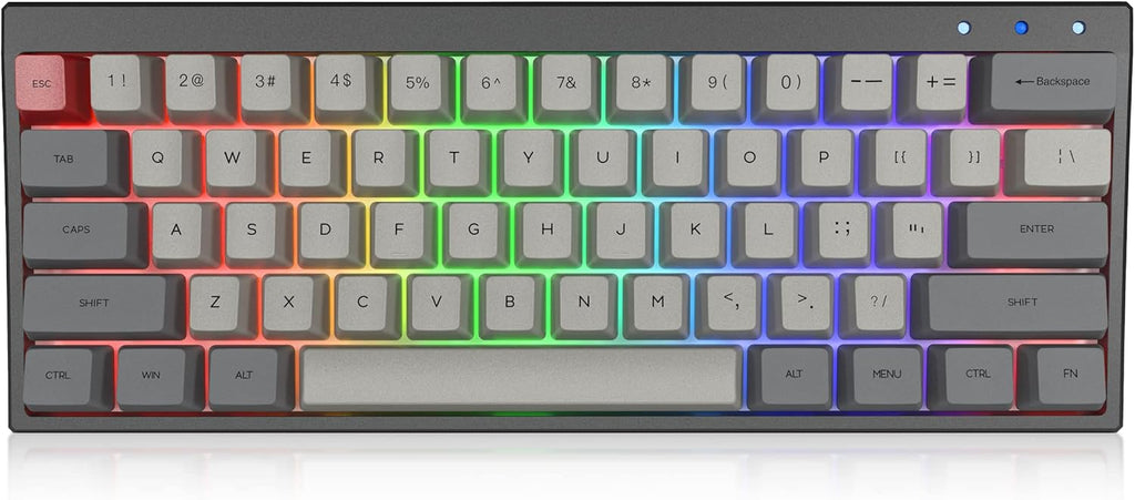 60% Mechanical Gaming Keyboard Hot Swappable RGB Backlit 61 Key Wireless Wired Programmable Black N466