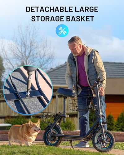 550W 18.6MPH 20 Miles Range Electric Scooter with Seat and Storage Basket Z630