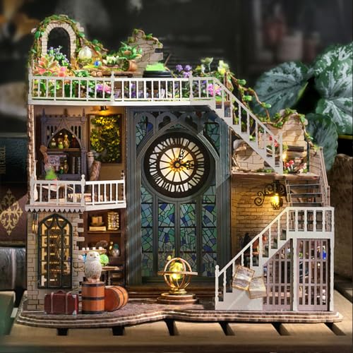 DIY Dollhouse Miniature Wooden Furniture Kit with Dust Proof Cover and Music Box M651