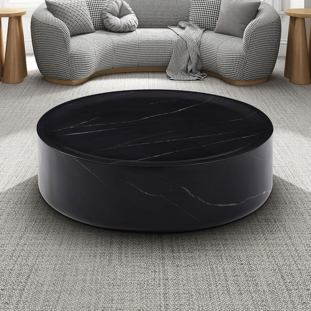 Black Faux Marble Round Coffee Table P251533