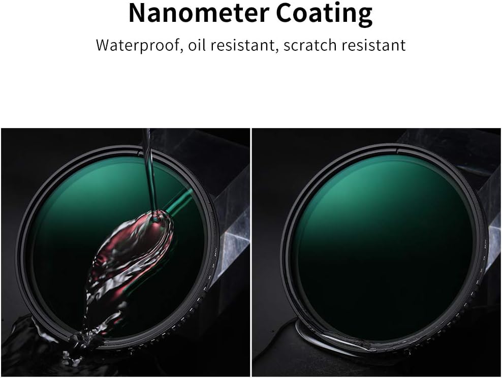 77mm Variable Neutral Density Filter ND8-ND2000 Adjustable ND Filter with Multi-Layer Coatings L811