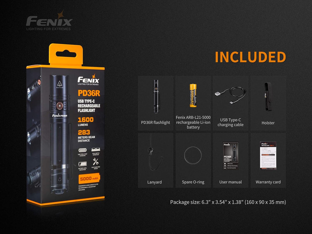 1600 Lumen USB-C Rechargeable Tactical Flashlight E7992