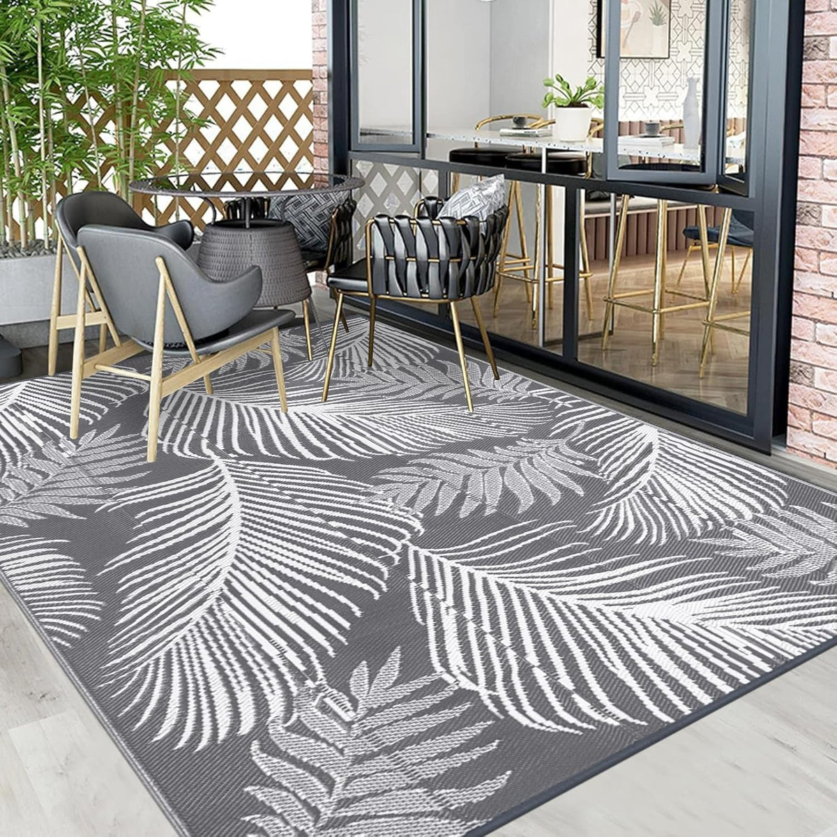 6'x9' Waterproof Reversible Outdoor Plastic Straw Rug I42263