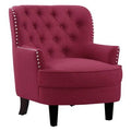 Tufted Wingback Chair Fabric: Peony Linen D377