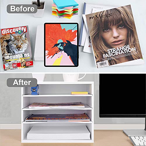Wood Desktop File Organizer with Adjustable Shelves Q869694