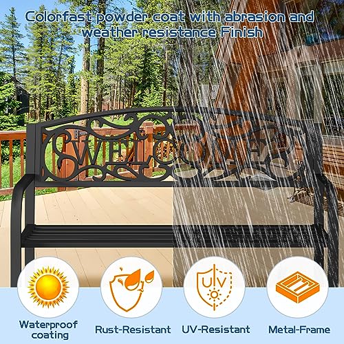 Weatherproof Heavy-Duty Wrought Iron Outdoor Bench C306