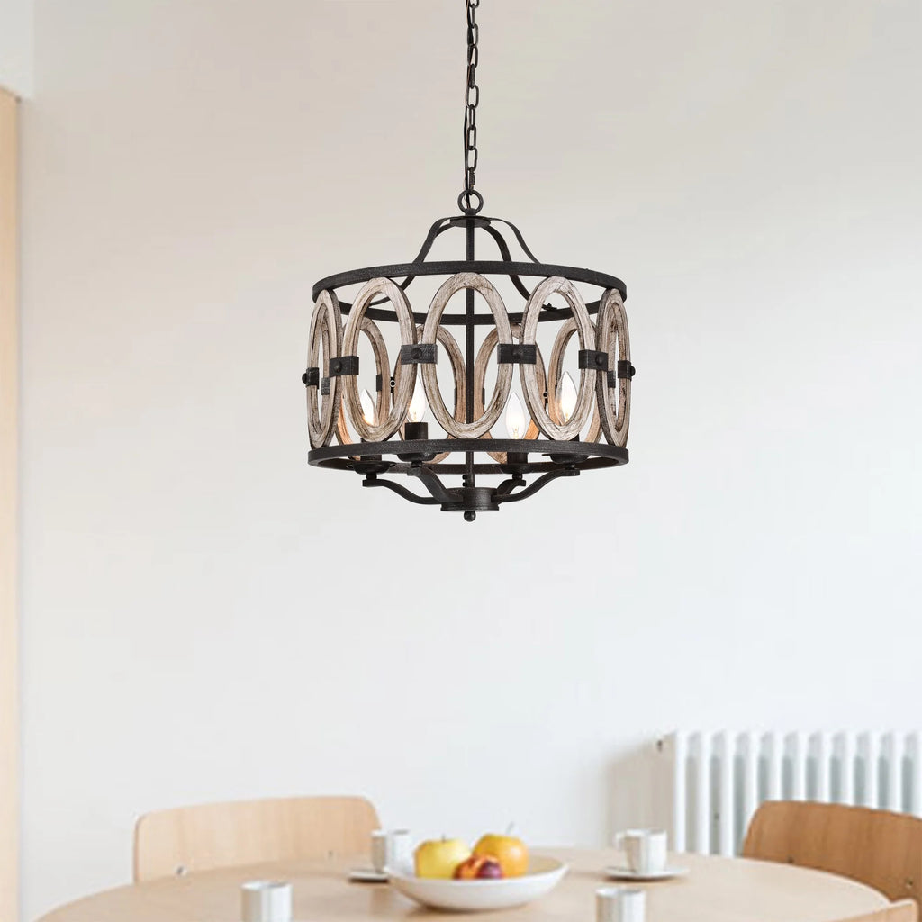 Faux Drift Wood 18inch Pendant Ceiling Lighted Chandelier P28371