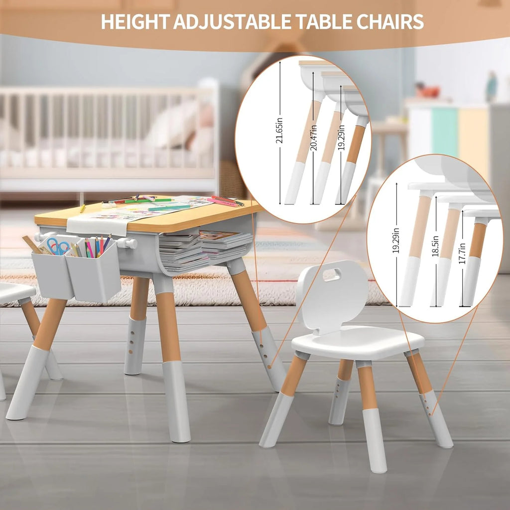 Kids Adjustable Height Wooden Table and Chair Set E3979