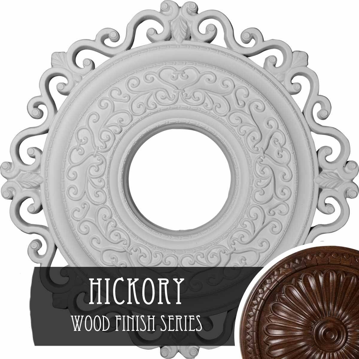 22x22OD x 6 1/4x22ID x 1 3/4x22P Hand-Painted Hickory Ceiling Medallion M12355