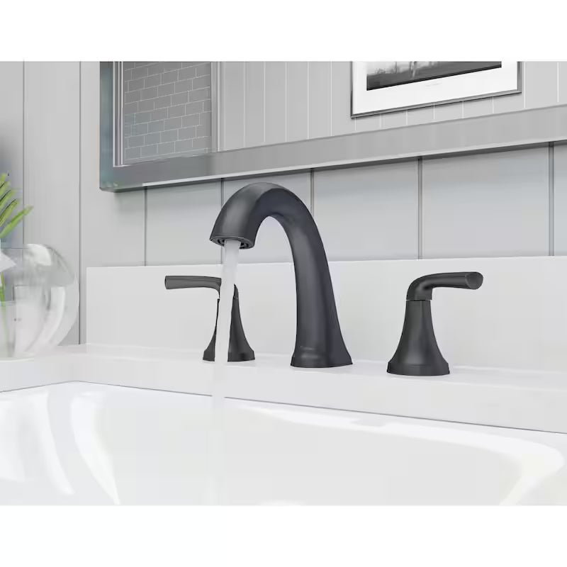 8 in. Widespread Double Handle Bathroom Faucet Matte Black T8574
