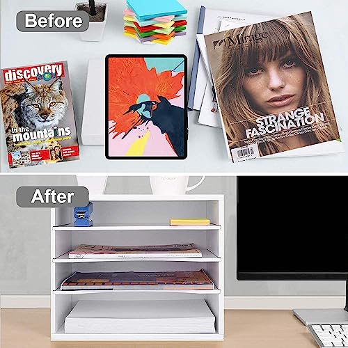 Wood Desktop File Organizer with Adjustable Shelves Q869694