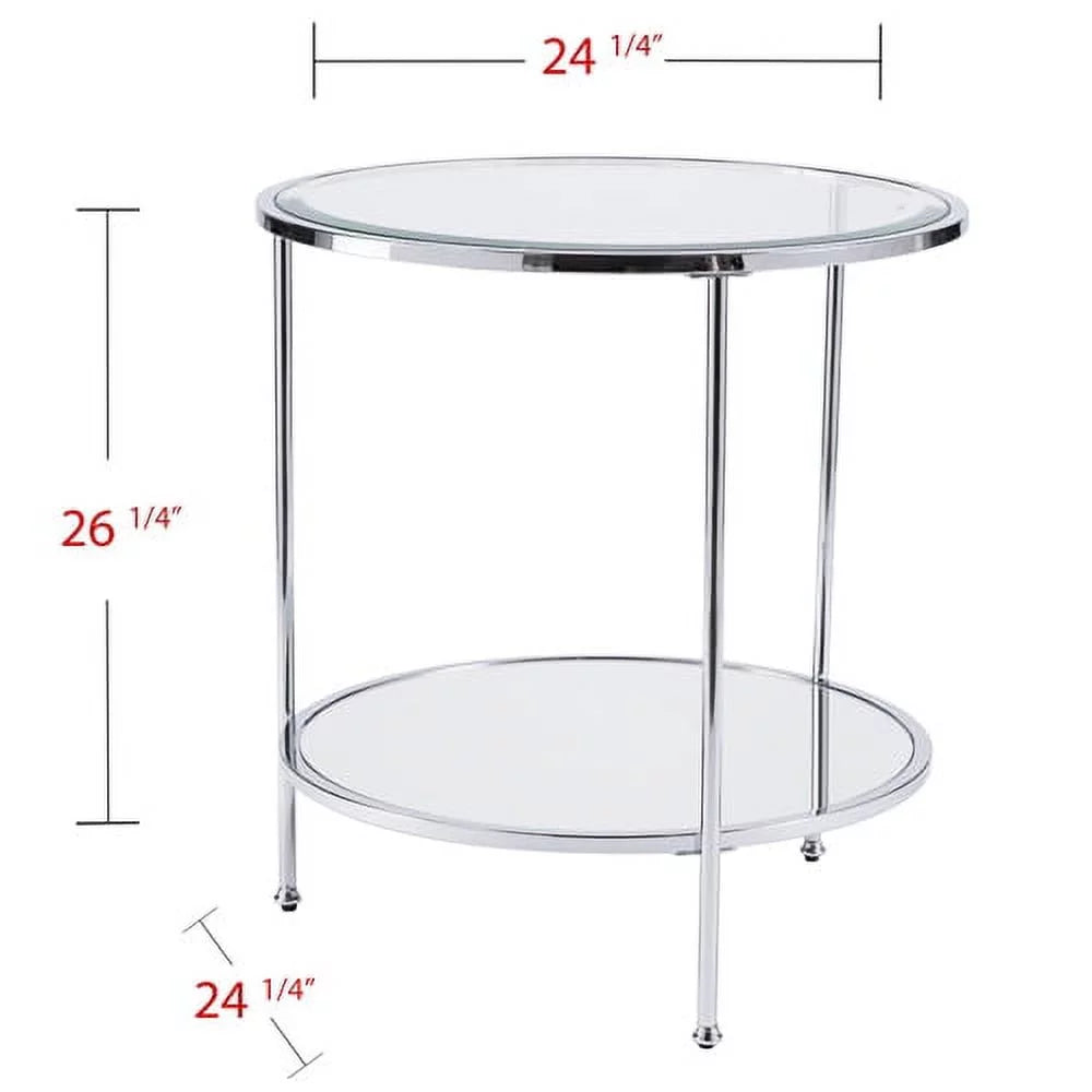 Mirrored Glass Round Coffee Table Set F41680