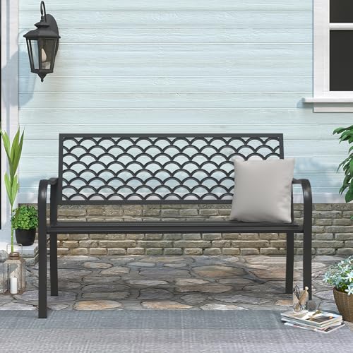 Weatherproof Heavy-Duty Wrought Iron Outdoor Bench C306
