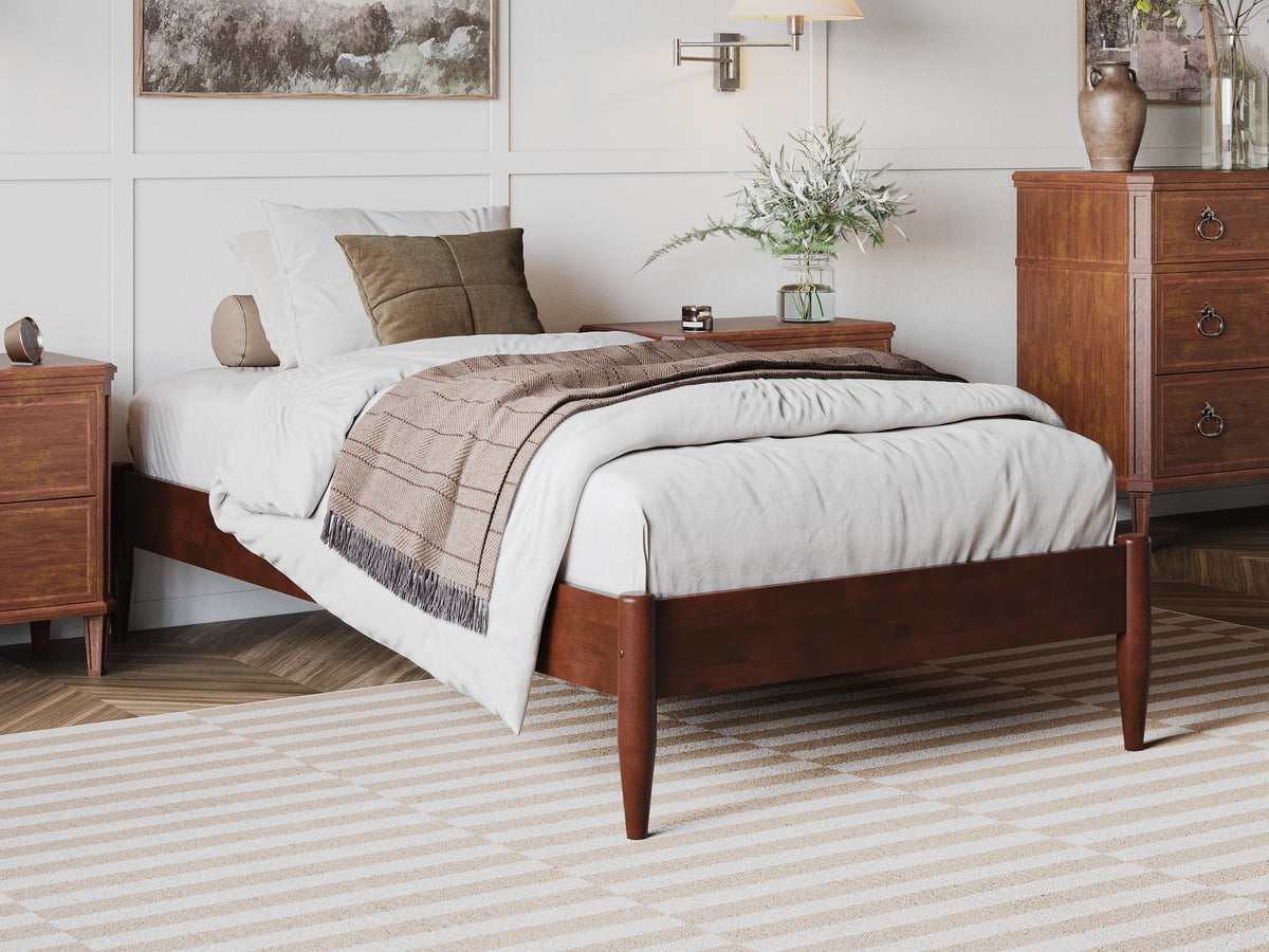 Espresso Solid Wood Platform Bed Twin XL Y68970
