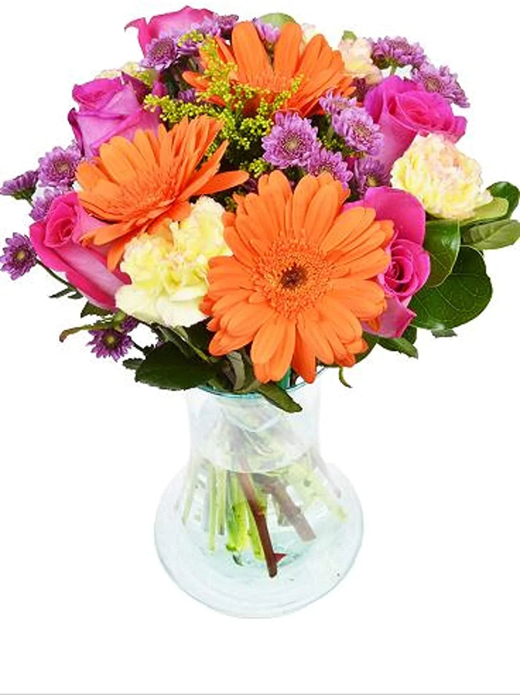 Fresh Cut Flowers Bouquet with Glass Vase W4480
