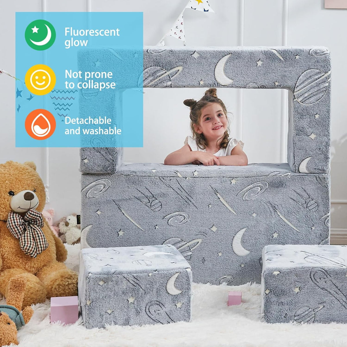 Glow in The Dark 3 in 1 Kids Sofa F963549