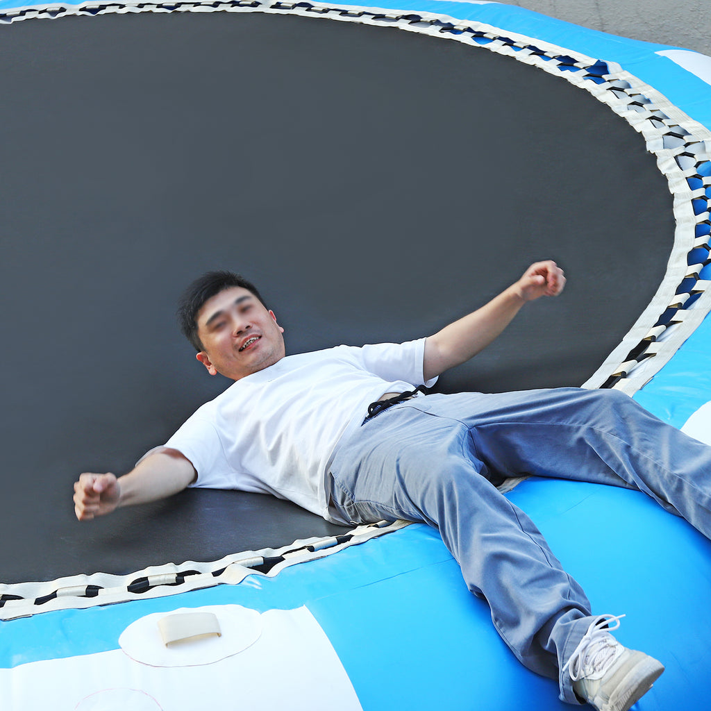 17ft Inflatable Water Trampoline Blue and White PVC Tarpaulin Max Capacity 400kg/ 880lb F82919