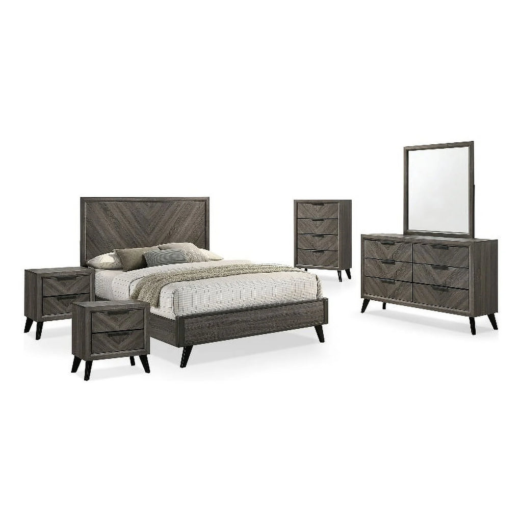 6pc Wood Gray Bedroom Set King Y844444