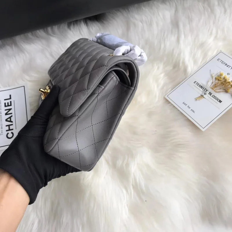 Grey Lambskin Leather Flap Bag C741032