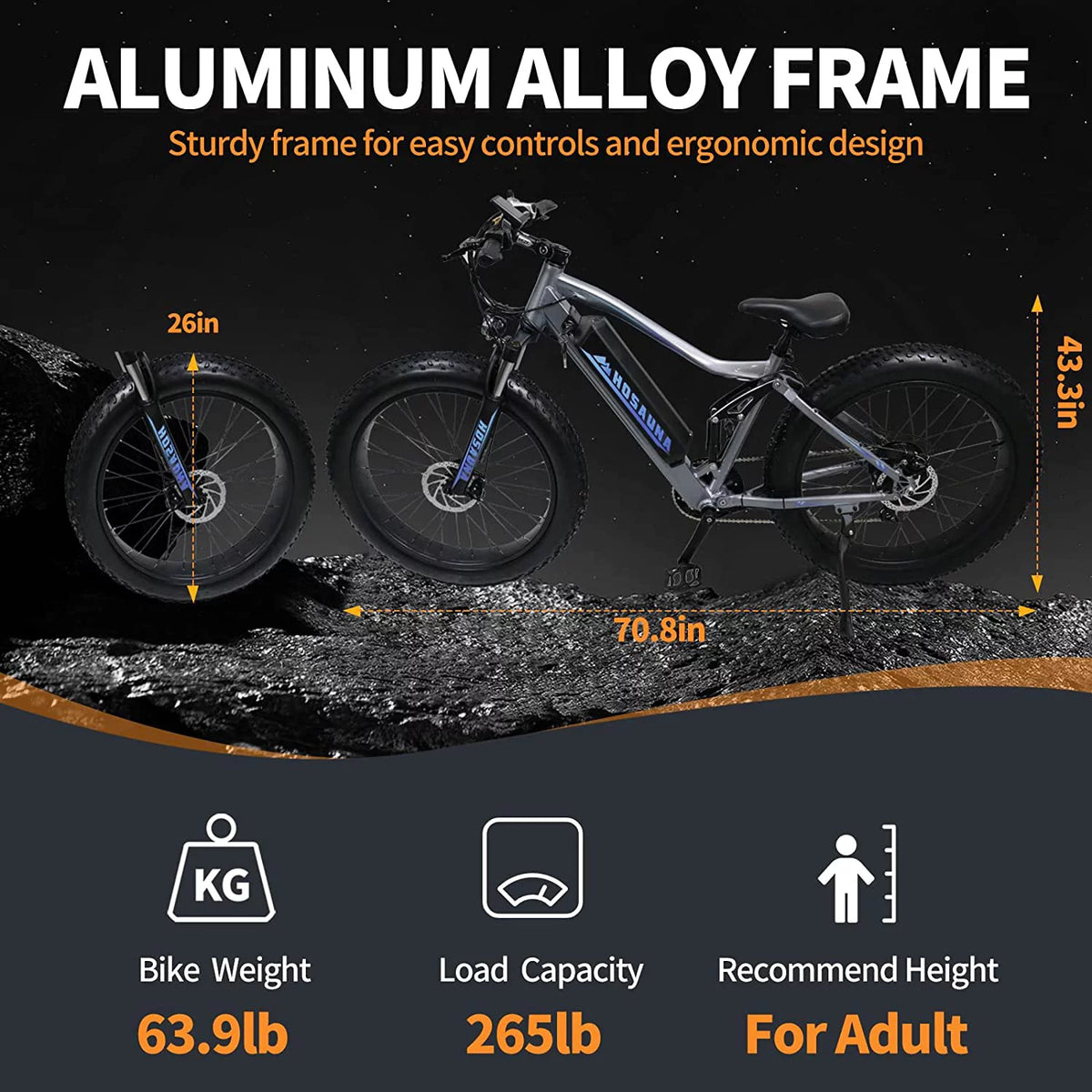 500W 26'' Fat Tire Electric Mountain Bike L50946