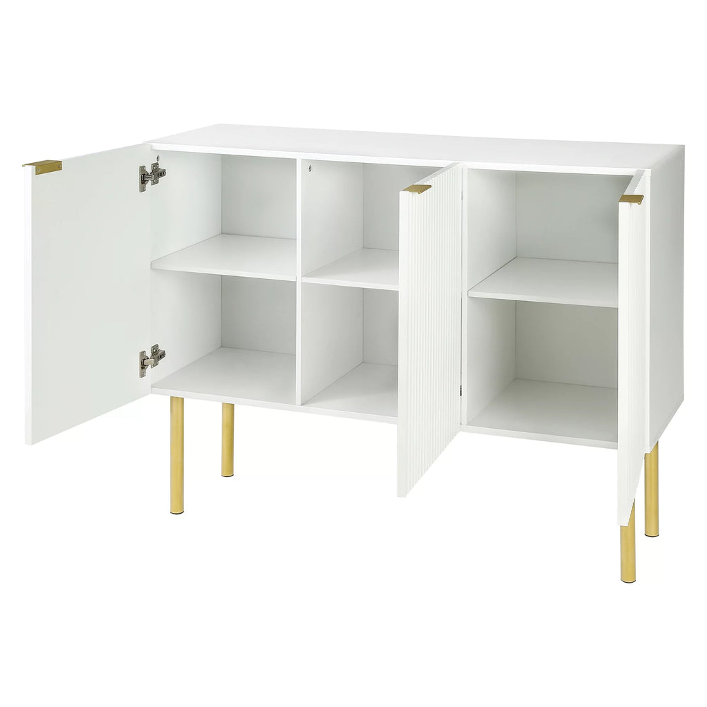 White Buffet Sideboard Cabinet with Gold Metal Legs U5111