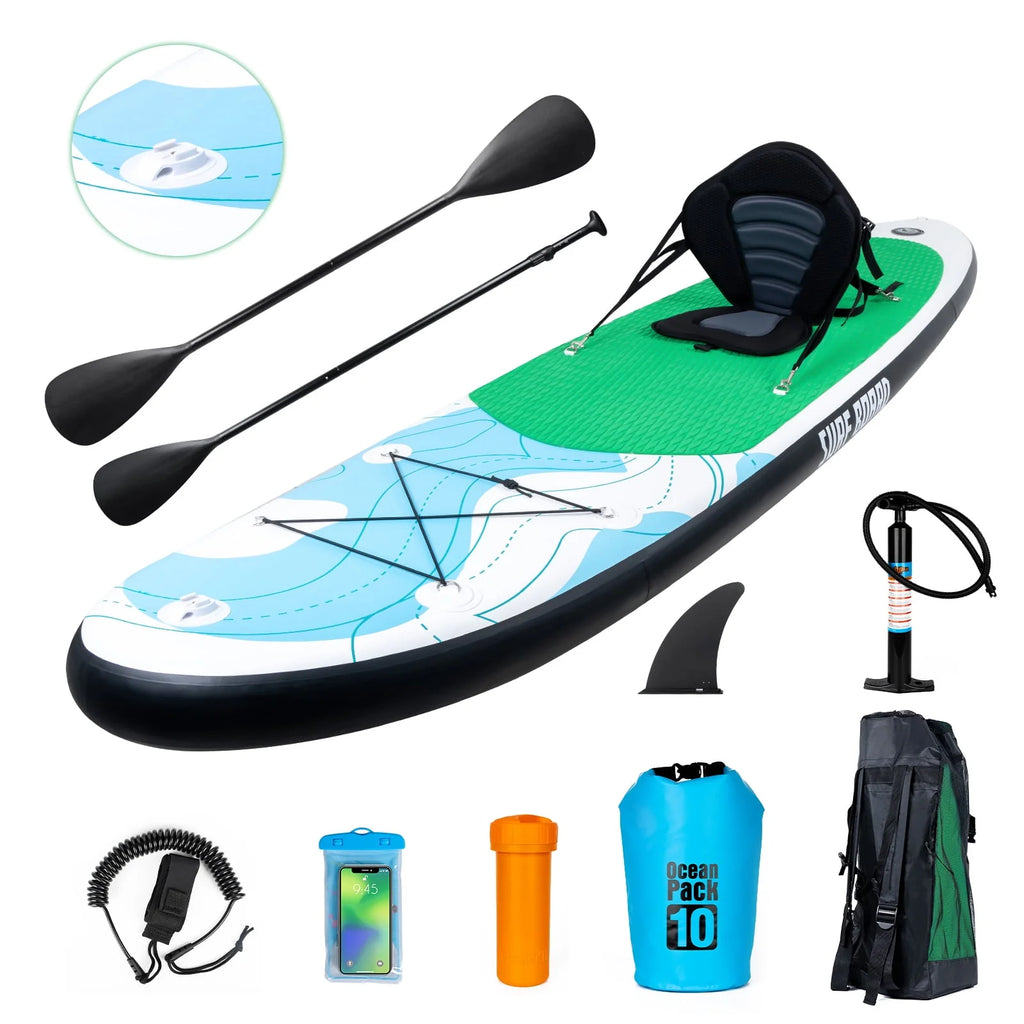 11 Ft Inflatable Stand Up Paddle Board and Sit-on Kayak Set, Non-Slip Deck SUP Paddle Board with SUP Accessories & Backpack, Blue M337