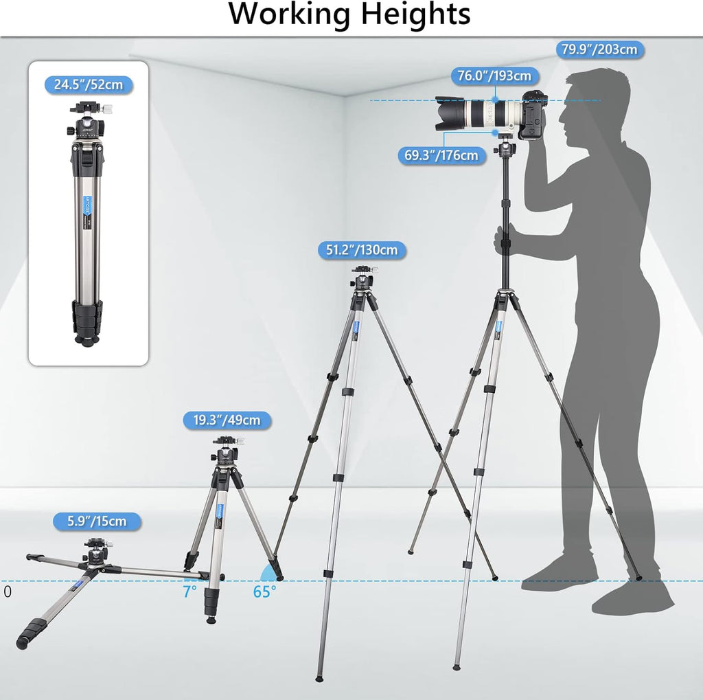 Camera Tripod Ultra Compact with 36MM Low Profile Ball Head, 10kg/22lb Load, Wireless Remote, Pack of 2 U203440