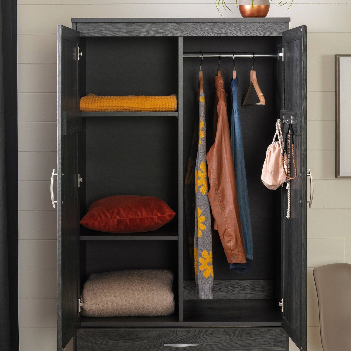 Gray Oak Wardrobe Armoire T46979