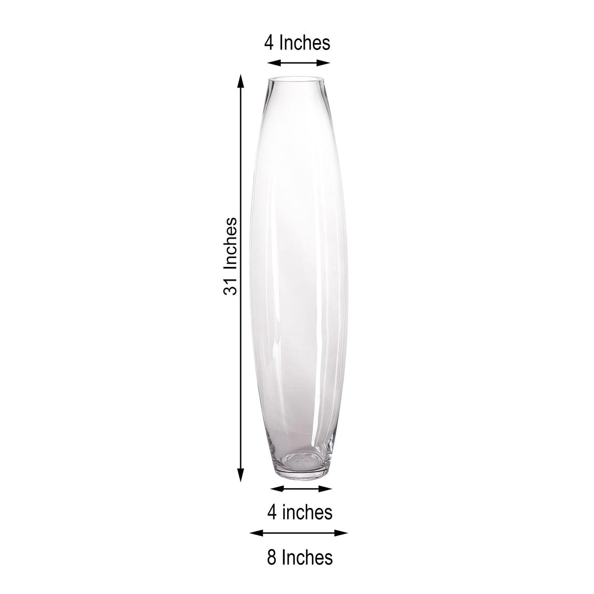 31" Tall Tapered Cylinder Glass Vase Clear O366