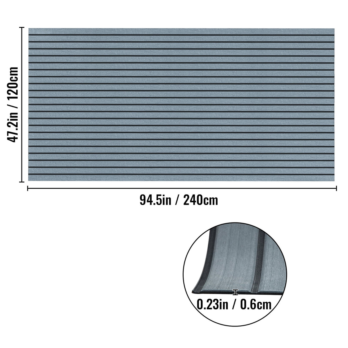 94.5 X 47.2 Inch EVA Foam Faux Teak Boat Decking Sheet 5MM Thick Non-Skid Self-Adhesive M553