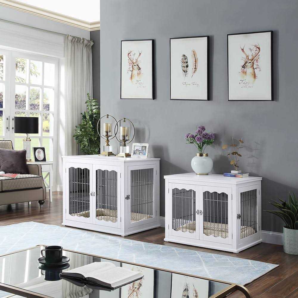 Wooden Dog Crate End Table with Cushion Z3942
