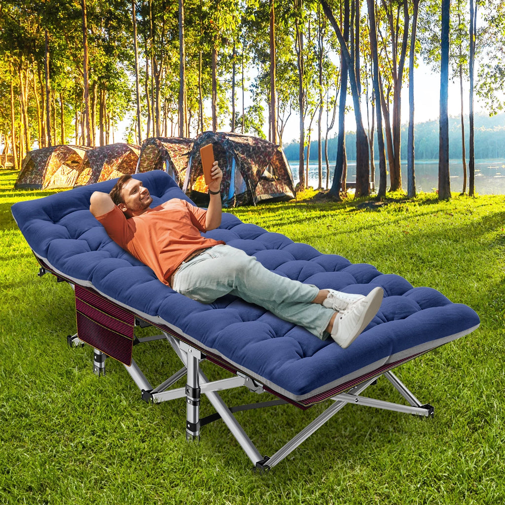 Folding Camping Cot with Cotton Pad & Carry Bag D49358