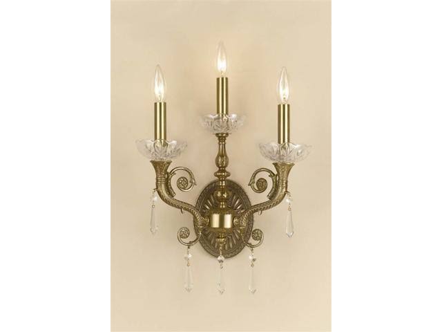 3 Light Wall Mount Sconce, Aged Brass P3852