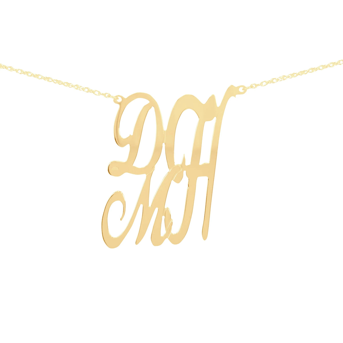 Script Stack Initial Necklace in 14K Gold-Plated Sterling Silver W1583