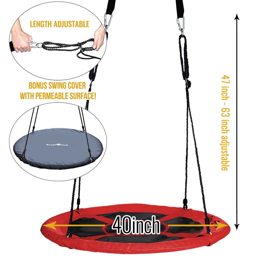 40 Inch Flying Saucer Tree Swing with Swing Cover and Flags D21170