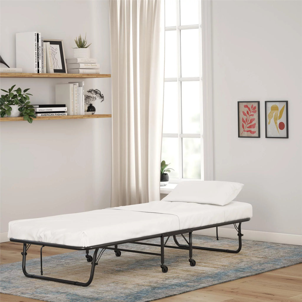 Folding Rollaway Guest Bed with 5 Inch Mattress, Twin F272