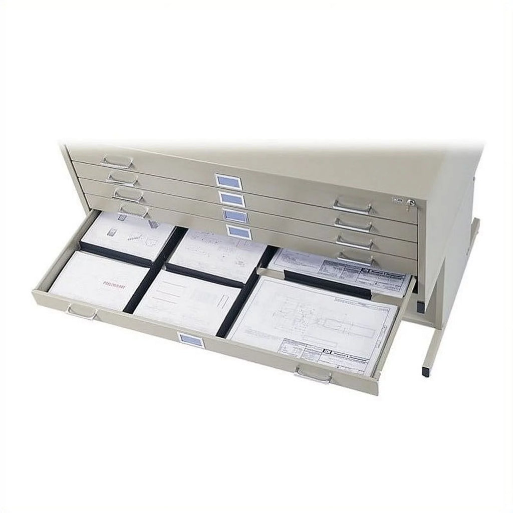 5 Drawer Flat File Cabinet with Closed Base in Brown F26175