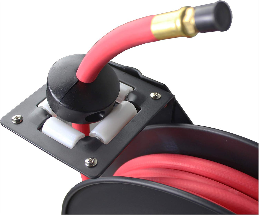 25ft Auto Rewind Retractable Reel with 3/8" x 25' Air Hose with Brass Fittings Pack of 2 X85995