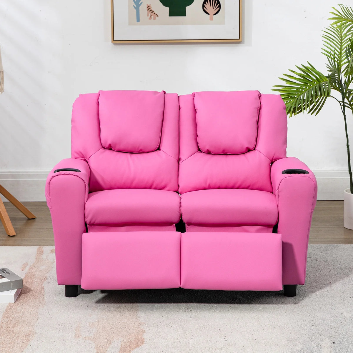 Pink PU Leather Kids Recliner Chair X4930
